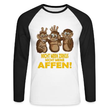 Nicht mein Zirkus nicht meine Affen Zoo Spruch - Unisex Baseballshirt langarm - Weiß/Schwarz - Vorne - Nik (191cm)