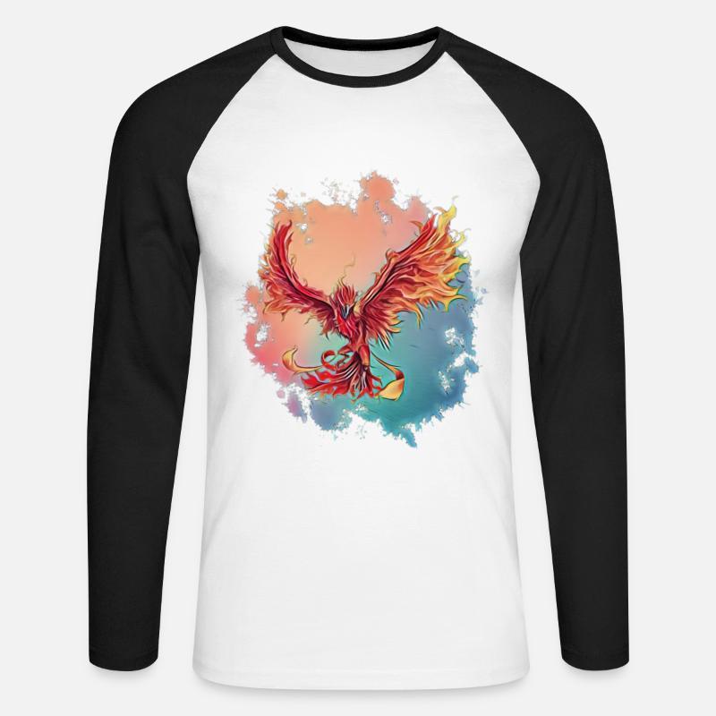Phönix - Unisex Baseballshirt langarm - Weiß/Schwarz