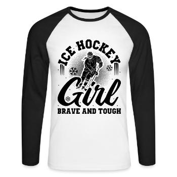 Hockey Hockey Hockey sur glace Fille Brave & Tough - T-shirt baseball manches longues Homme - blanc/noir - Devant - Nik (191cm)