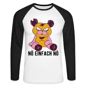 Nö einfach Nö Lustiger Bären Spruch - Unisex Baseballshirt langarm - Weiß/Schwarz - Vorne - Nik (191cm)