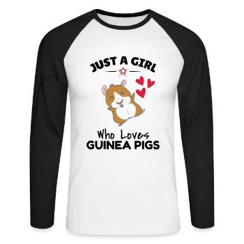 GUINEA PIG: Love Guinea Pigs - Unisex Long Sleeve Baseball T-Shirt - white/black - Front - Nik (191cm)