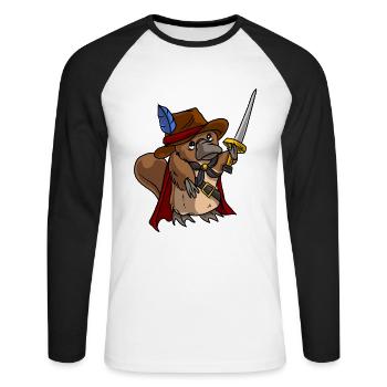 Cute platypus musketeer design for animal f - Unisex Long Sleeve Baseball T-Shirt - white/black - Front - Nik (191cm)