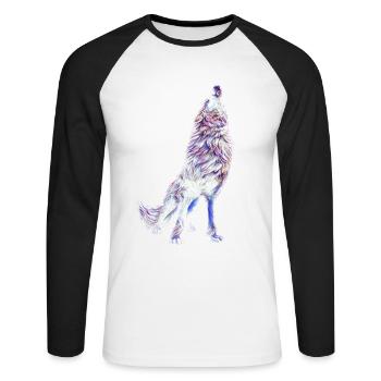 Wolf - T-shirt baseball manches longues Homme - blanc/noir - Devant - Nik (191cm)