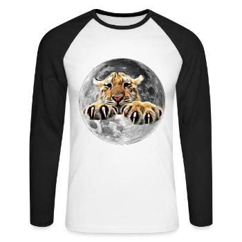 Tigre - T-shirt baseball manches longues Homme - blanc/noir - Devant - Nik (191cm)