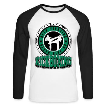 Kickboxing Kick Boxing Vintage Gift Idea - Unisex Long Sleeve Baseball T-Shirt - white/black - Front - Nik (191cm)