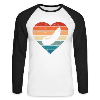 Cadeau rétro végétalien végétarien aubergine - T-shirt baseball manches longues Homme - blanc/noir - Devant - Nik (191cm)