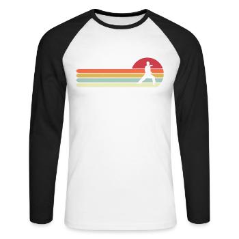 Retro Vintage Style Karate Gift for Dad - Unisex Long Sleeve Baseball T-Shirt - white/black - Front - Nik (191cm)