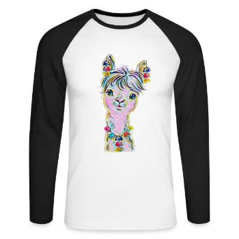 Lama - Unisex Long Sleeve Baseball T-Shirt - white/black - Front - Nik (191cm)