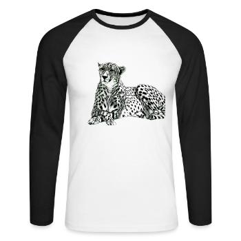 Guépard - T-shirt baseball manches longues Homme - blanc/noir - Devant - Nik (191cm)