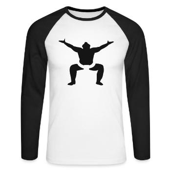 Sumo combattants - T-shirt baseball manches longues Homme - blanc/noir - Devant - Nik (191cm)