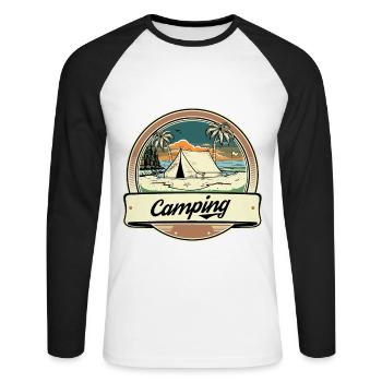 Tent Camper Camping Caravan Holiday Camping - Unisex Long Sleeve Baseball T-Shirt - white/black - Front - Nik (191cm)