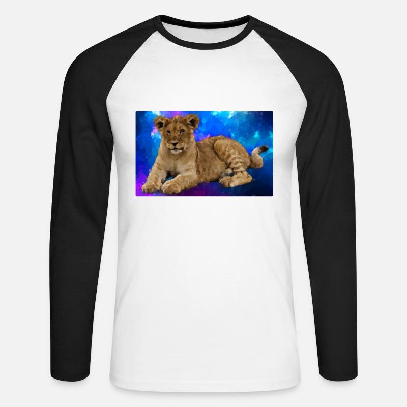 Löwe Polygon - Unisex Baseballshirt langarm - Weiß/Schwarz