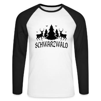 Schwaben Schwarzwälder Heimat Schwarzwald Logo - Unisex Baseballshirt langarm - Weiß/Schwarz - Vorne - Nik (191cm)
