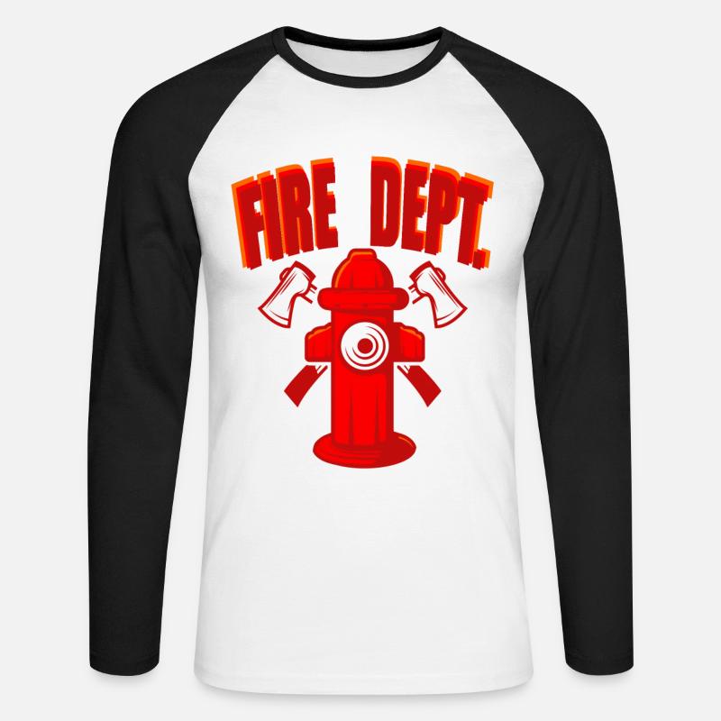 Fire Dept. Feuerwehrmann Hydrant - Unisex Baseballshirt langarm - Weiß/Schwarz
