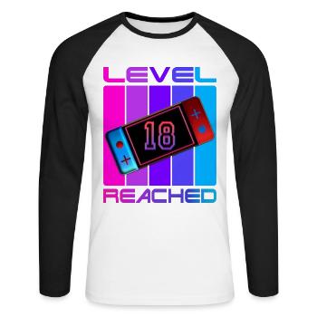 18 Birthday - Gift for 18 Birthday - Unisex Long Sleeve Baseball T-Shirt - white/black - Front - Nik (191cm)