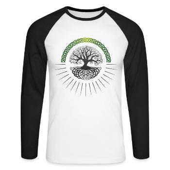 Arbre de vie, arbre de vie, arbre, arbre de vie, - T-shirt baseball manches longues Homme - blanc/noir - Devant - Nik (191cm)