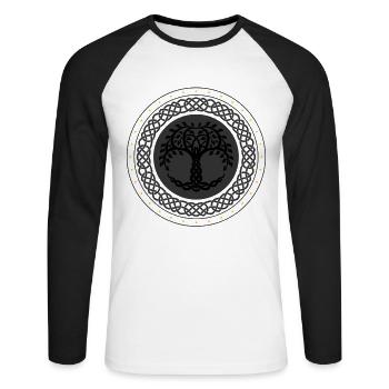 Arbre de vie, Arbre de vie, Arbre de Vie, Arbre, Arbre, - T-shirt baseball manches longues Homme - blanc/noir - Devant - Nik (191cm)