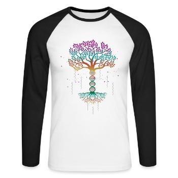 Arbre de vie, arbre de vie, génétique, - T-shirt baseball manches longues Homme - blanc/noir - Devant - Nik (191cm)