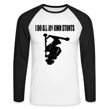 I Do All My Own Stunts - Scooter Cadeau - T-shirt baseball manches longues Homme - blanc/noir - Devant - Nik (191cm)