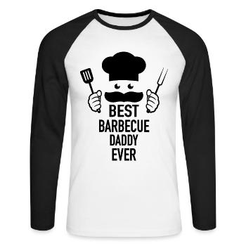 Meilleur Barbecue Daddy Ever - BBQ Grillmeister - T-shirt baseball manches longues Homme - blanc/noir - Devant - Nik (191cm)