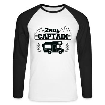 Camping-car 2nd Captain Womo passager camping-car - T-shirt baseball manches longues Homme - blanc/noir - Devant - Nik (191cm)