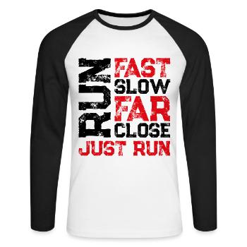 Race running - Unisex Long Sleeve Baseball T-Shirt - white/black - Front - Nik (191cm)