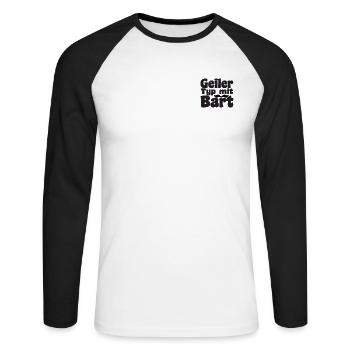 Geiler Typ Mit Bart - Bartträger Vintage Retro - Unisex Baseballshirt langarm - Weiß/Schwarz - Vorne - Nik (191cm)