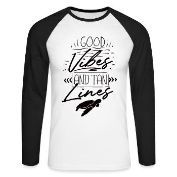 Summer Holiday Beach Waves Sea Outfit - Unisex Long Sleeve Baseball T-Shirt - white/black - Front - Nik (191cm)