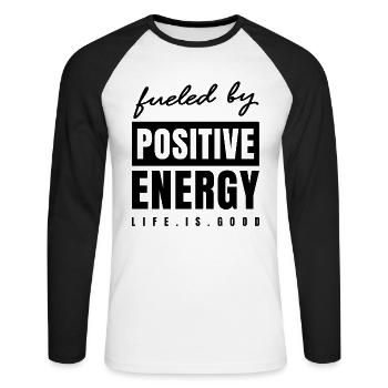 Fueled By Positive Energy - Good Life - Positivity - T-shirt baseball manches longues Homme - blanc/noir - Devant - Nik (191cm)