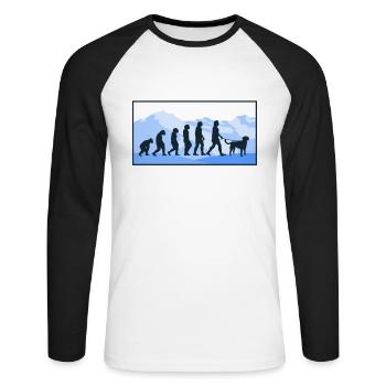 Kleiner Münsterländer Evolution Hunde Geschenk - Unisex Baseballshirt langarm - Weiß/Schwarz - Vorne - Nik (191cm)