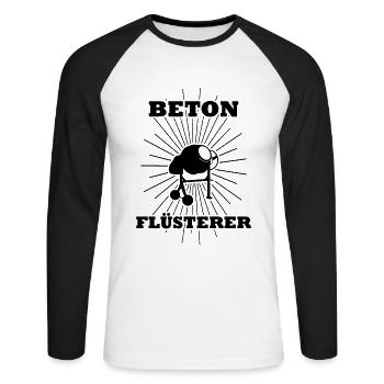 Beton Flüsterere Betonmischer auf Baustelle - Unisex Baseballshirt langarm - Weiß/Schwarz - Vorne - Nik (191cm)