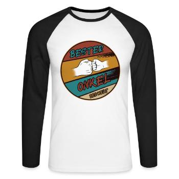 Bester Onkel der Welt Herren - Unisex Baseballshirt langarm - Weiß/Schwarz - Vorne - Nik (191cm)
