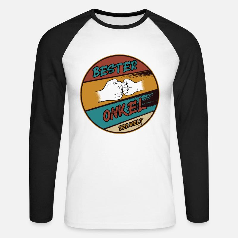 Bester Onkel der Welt Herren - Unisex Baseballshirt langarm - Weiß/Schwarz