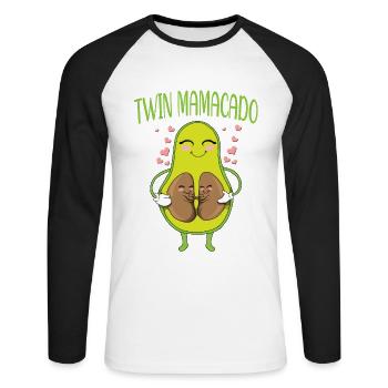 Pregnancy Twins Mamacado Twin Vegan Mom - Unisex Long Sleeve Baseball T-Shirt - white/black - Front - Nik (191cm)