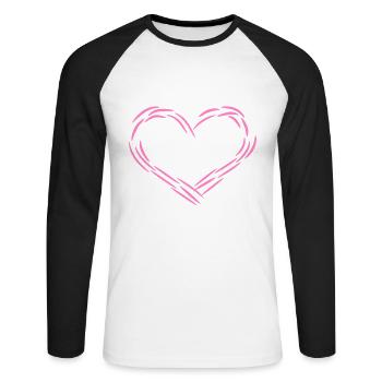 Coeur Rose - T-shirt baseball manches longues Homme - blanc/noir - Devant - Nik (191cm)