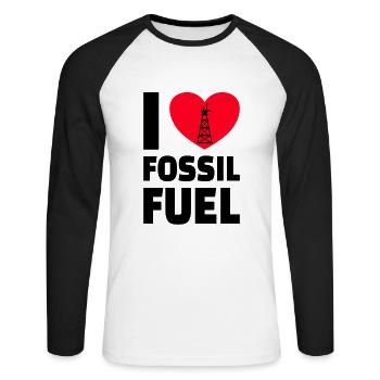 OILFIELD OIL WORKER FOISSIL FUEL love Fossil Fuel - Unisex Long Sleeve Baseball T-Shirt - white/black - Front - Nik (191cm)