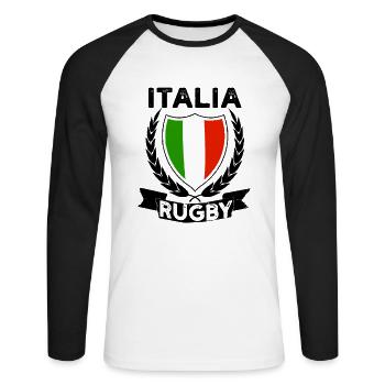 Rugby Italia Rugby Jersey For Italians Italy - Unisex Long Sleeve Baseball T-Shirt - white/black - Front - Nik (191cm)