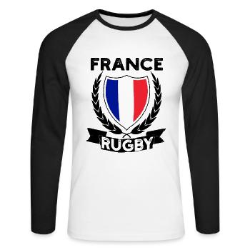 Rugby France Rugby Jersey For France - Unisex Long Sleeve Baseball T-Shirt - white/black - Front - Nik (191cm)