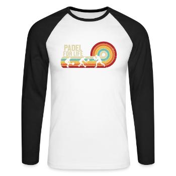 Padel for Life Paddleball Padel Tennis Platform - Unisex Long Sleeve Baseball T-Shirt - white/black - Front - Nik (191cm)