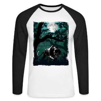 Panthère noire dans la jungle - T-shirt baseball manches longues Homme - blanc/noir - Devant - Nik (191cm)