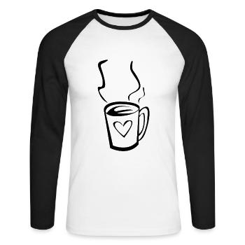 Coffee with heart - Unisex Long Sleeve Baseball T-Shirt - white/black - Front - Nik (191cm)