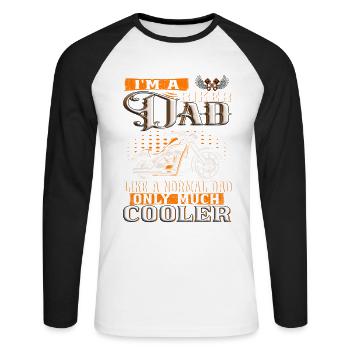 I´m a Biker DAD like a normal dad only - Unisex Baseballshirt langarm - Weiß/Schwarz - Vorne - Nik (191cm)
