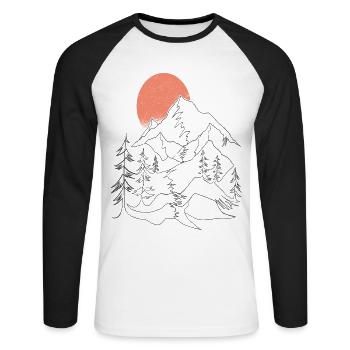 Montagnes Montagne Randonnées Randonnées Nature Nature Sommets - T-shirt baseball manches longues Homme - blanc/noir - Devant - Nik (191cm)