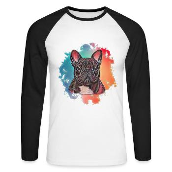 French Bulldog - Unisex Long Sleeve Baseball T-Shirt - white/black - Front - Nik (191cm)