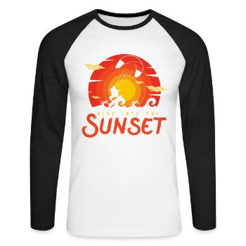 Kitesurfing, Kitesurfing Kitesurfen, Kite, - Unisex Baseballshirt langarm - Weiß/Schwarz - Vorne - Nik (191cm)