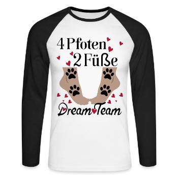 4 Pfoten 2 Füße Dream Team - Unisex Baseballshirt langarm - Weiß/Schwarz - Vorne - Nik (191cm)