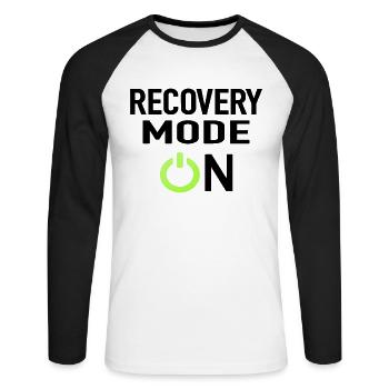 Recovery Mode On - Unisex Long Sleeve Baseball T-Shirt - white/black - Front - Nik (191cm)