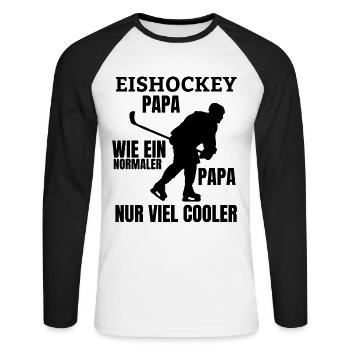Eishockeyteam Papa Eishockey Dad Ice Hockey Vater - Unisex Baseballshirt langarm - Weiß/Schwarz - Vorne - Nik (191cm)