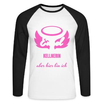 Kellnerin Engel - Unisex Baseballshirt langarm - Weiß/Schwarz - Vorne - Nik (191cm)