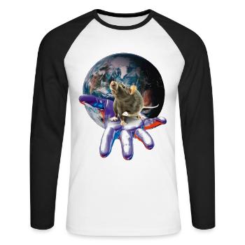 Ratte - Unisex Baseballshirt langarm - Weiß/Schwarz - Vorne - Nik (191cm)